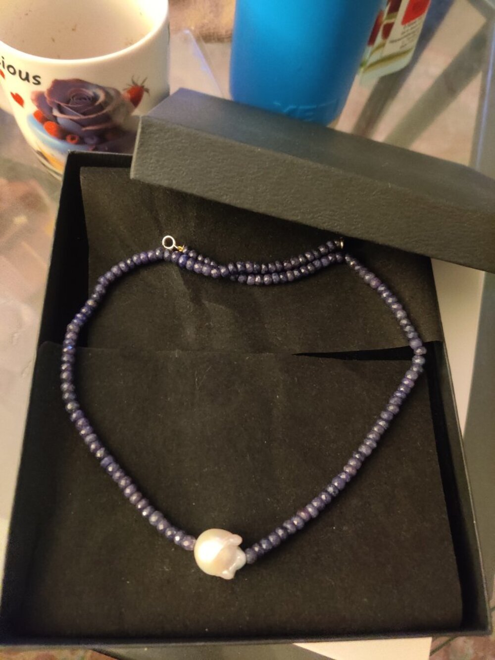14 solid gold and blue  sapphire